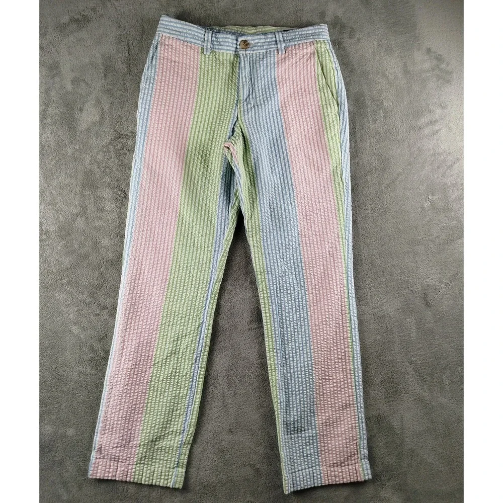 VINEYARD VINES KENTUCKY‎ DERBY Seersucker Slim Pants Mens 28x30 Colorful Stripe